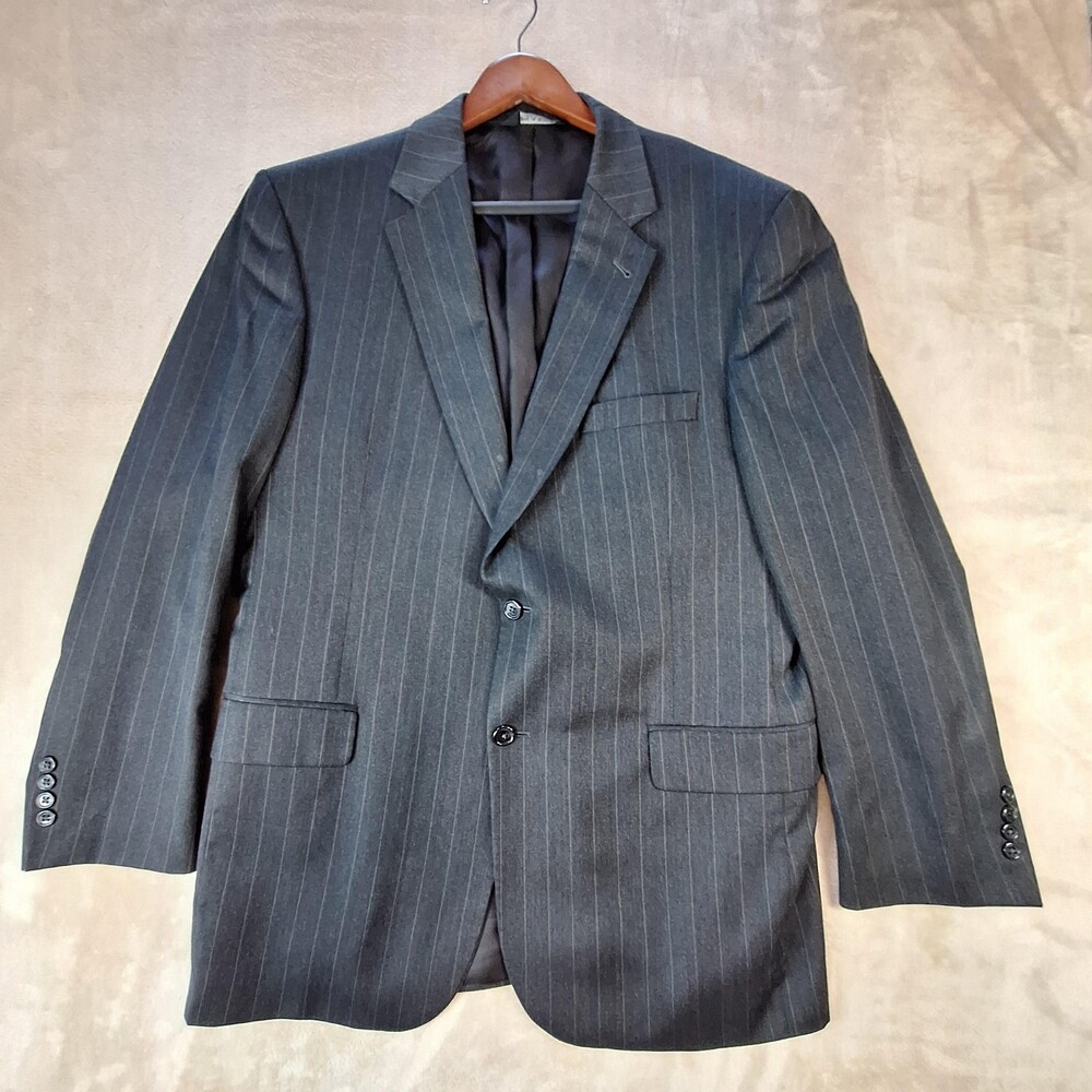 Jos A Bank Signature Collection Blazer Mens 44R Gray Pinstripe 100% Wool Jacket